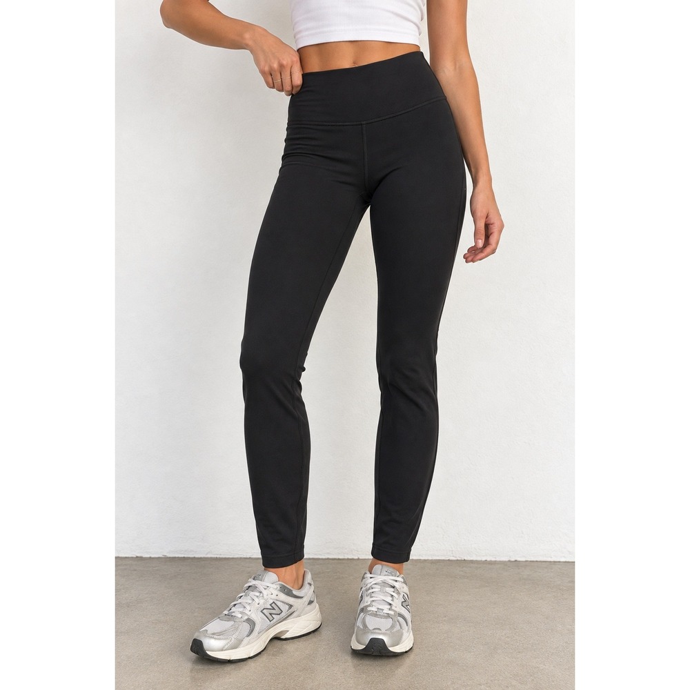 Lululemon High Waisted Athletic Leggings Black Pocket Drawcord 27 Inseam Size 4